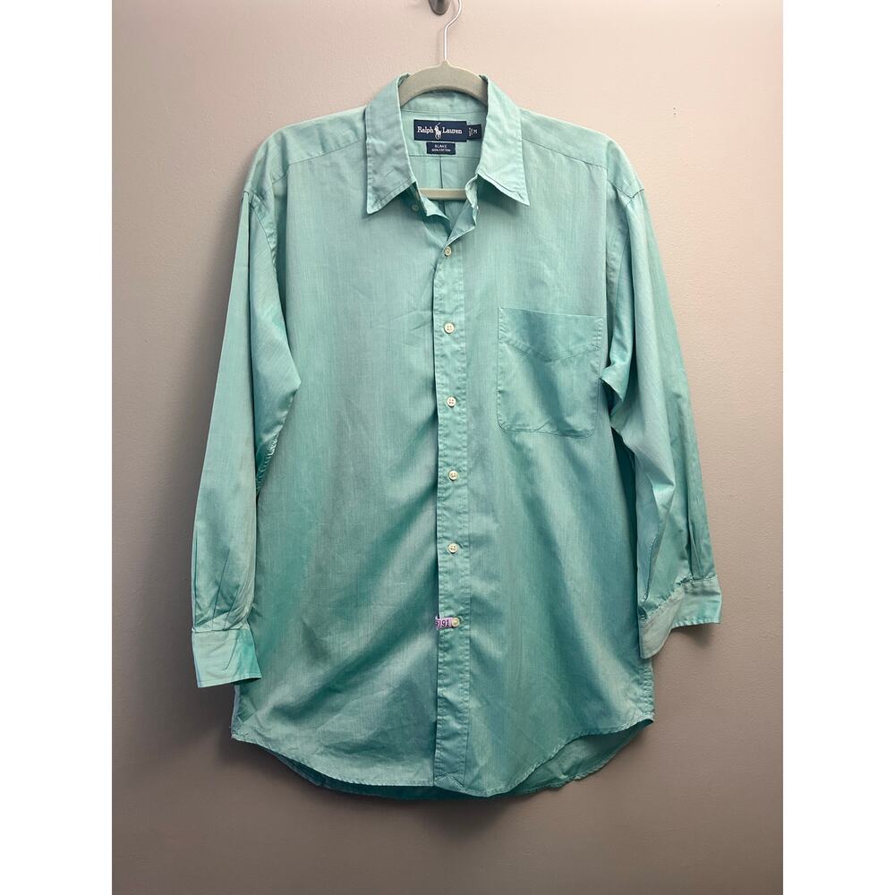 Ralph Lauren Blake Teal 100% Cotton Long Sleeve Shirt Sz M